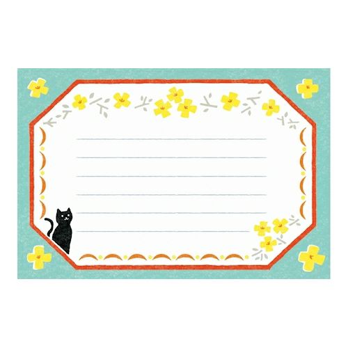 ﾚﾄﾛ日記 L判ﾐﾆﾚﾀｰｾｯﾄ くろねことお花 あお | 古川紙工公式