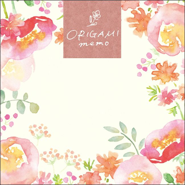 ｵﾝﾗｲﾝ限定 ORIGAMI memo 赤やﾋﾟﾝｸの花