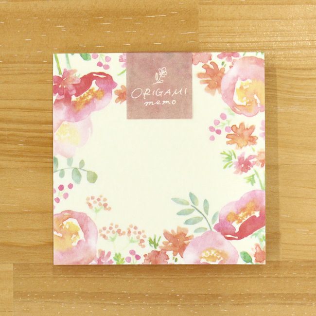 ｵﾝﾗｲﾝ限定 ORIGAMI memo 赤やﾋﾟﾝｸの花
