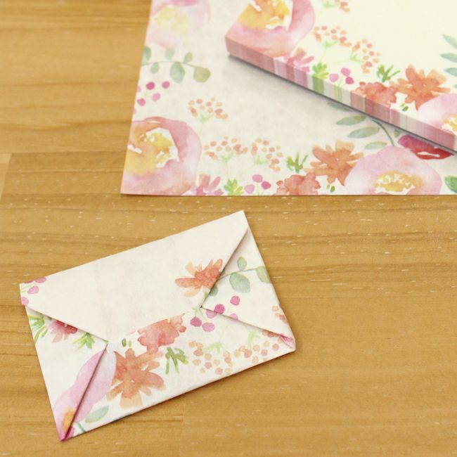 ｵﾝﾗｲﾝ限定 ORIGAMI memo 赤やﾋﾟﾝｸの花