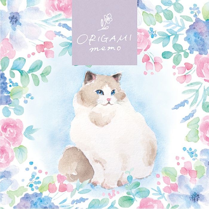 ｵﾝﾗｲﾝ限定 ORIGAMI memo ﾈｺﾌﾞﾙｰ