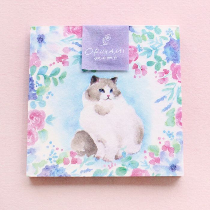 ｵﾝﾗｲﾝ限定 ORIGAMI memo ﾈｺﾌﾞﾙｰ