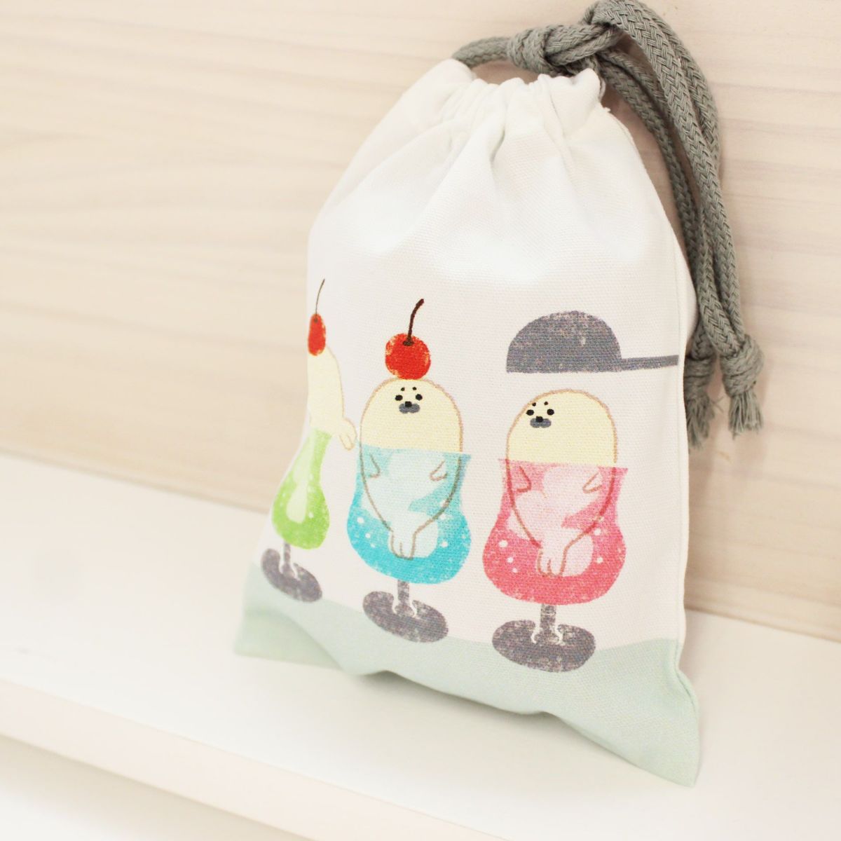 ｵﾝﾗｲﾝ限定 巾着 お菓子などうぶつ工房 ｸﾘｰﾑｿｰﾀﾞ