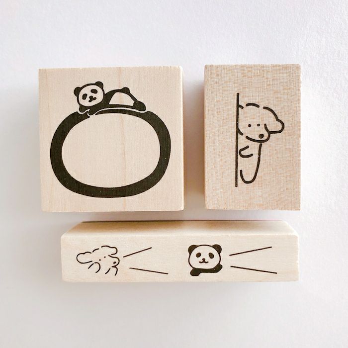 ｵﾝﾗｲﾝ限定 ﾌﾙｶﾜはんこ 3個ｾｯﾄ いぬとﾊﾟﾝﾀﾞ