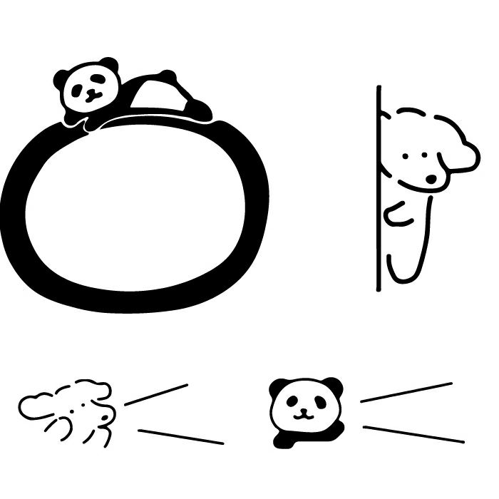 ｵﾝﾗｲﾝ限定 ﾌﾙｶﾜはんこ 3個ｾｯﾄ いぬとﾊﾟﾝﾀﾞ