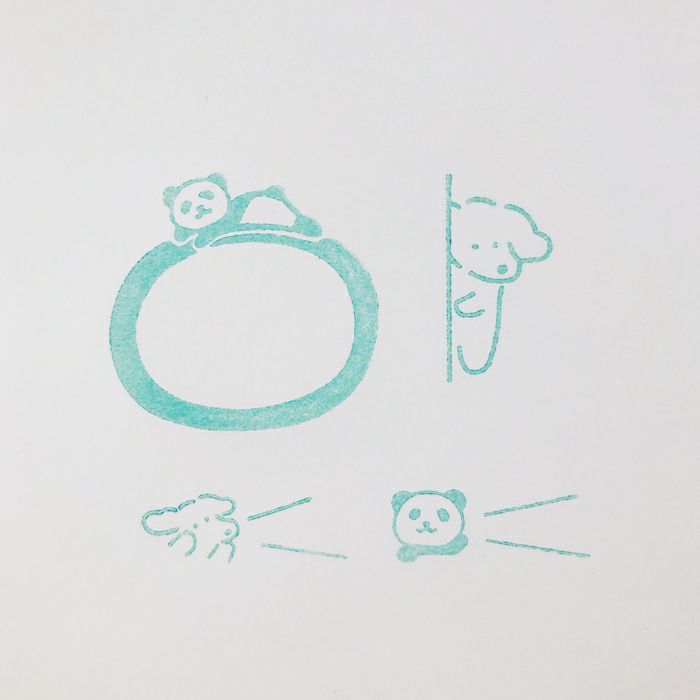 ｵﾝﾗｲﾝ限定 ﾌﾙｶﾜはんこ 3個ｾｯﾄ いぬとﾊﾟﾝﾀﾞ