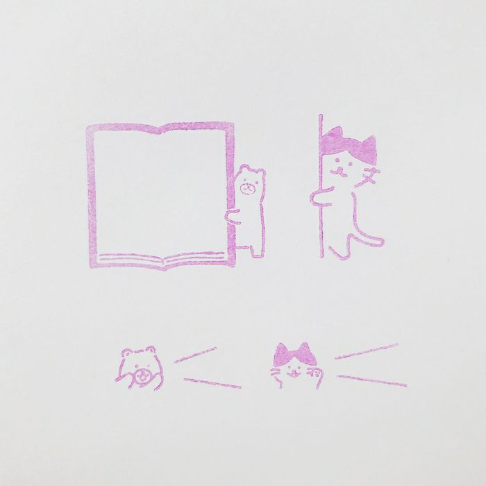 ｵﾝﾗｲﾝ限定 ﾌﾙｶﾜはんこ 3個ｾｯﾄ ねことｸﾏ