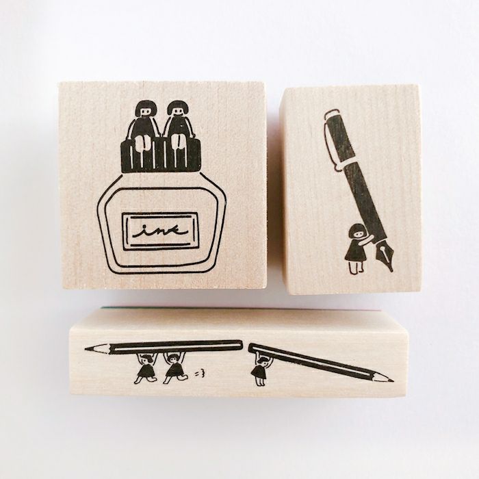 ｵﾝﾗｲﾝ限定 ﾌﾙｶﾜはんこ 3個ｾｯﾄ こびと文具