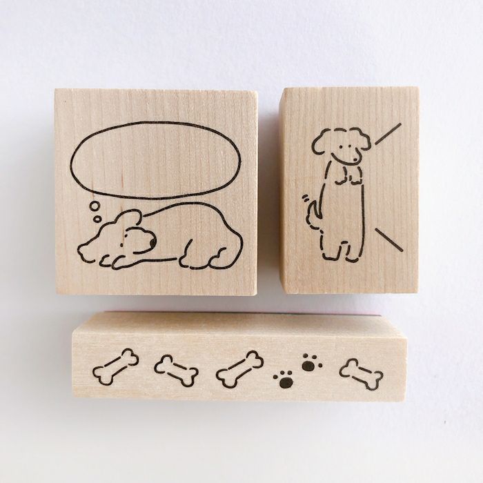 ｵﾝﾗｲﾝ限定 ﾌﾙｶﾜはんこ 3個ｾｯﾄ ゆるいぬ