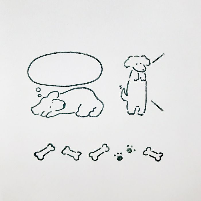 ｵﾝﾗｲﾝ限定 ﾌﾙｶﾜはんこ 3個ｾｯﾄ ゆるいぬ