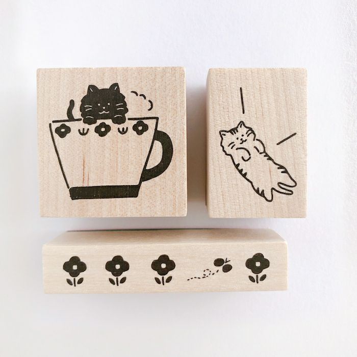 ｵﾝﾗｲﾝ限定 ﾌﾙｶﾜはんこ 3個ｾｯﾄ ゆるねこ