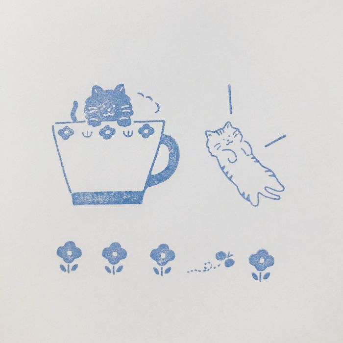 ｵﾝﾗｲﾝ限定 ﾌﾙｶﾜはんこ 3個ｾｯﾄ ゆるねこ
