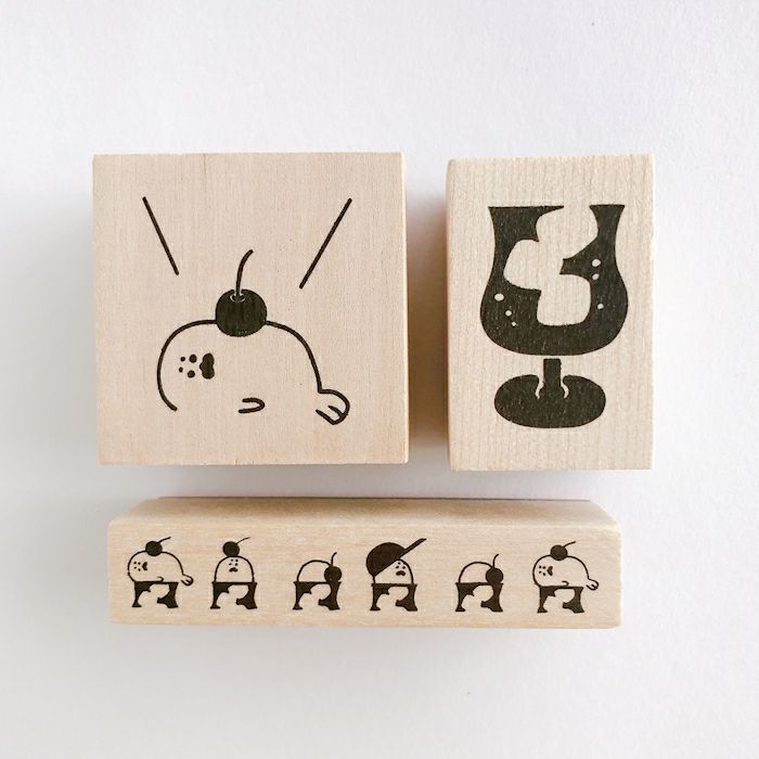 ｵﾝﾗｲﾝ限定 ﾌﾙｶﾜはんこ 3個ｾｯﾄ ｱｻﾞﾗｼとｸﾘｰﾑｿｰﾀﾞ