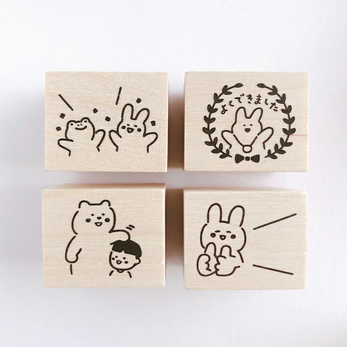 ｵﾝﾗｲﾝ限定 ﾌﾙｶﾜはんこ 4個ｾｯﾄ ほめほめ