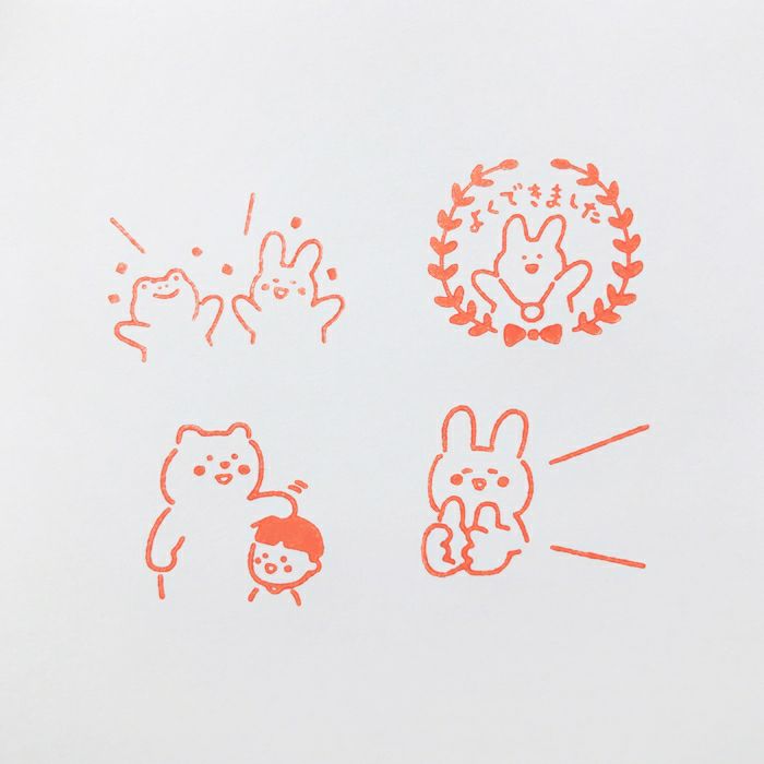 ｵﾝﾗｲﾝ限定 ﾌﾙｶﾜはんこ 4個ｾｯﾄ ほめほめ