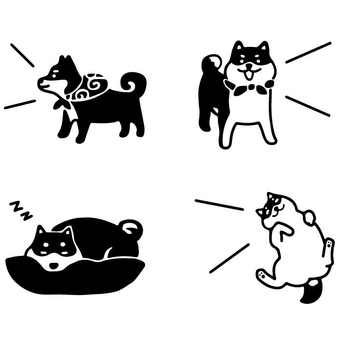 ｵﾝﾗｲﾝ限定 ﾌﾙｶﾜはんこ 4個ｾｯﾄ おしゃべりわんこ