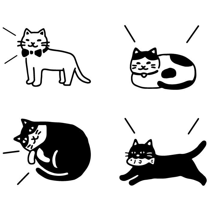 ｵﾝﾗｲﾝ限定 ﾌﾙｶﾜはんこ 4個ｾｯﾄ おしゃべりにゃんこ