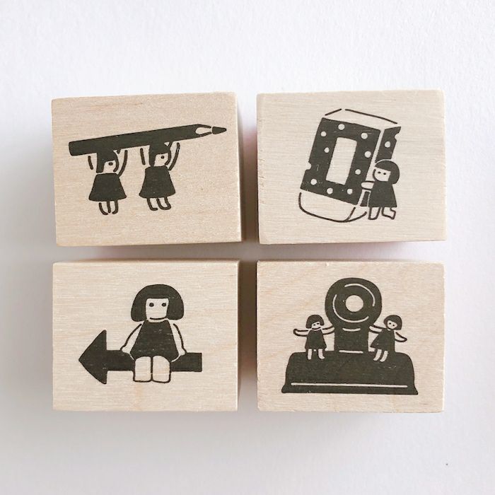 ｵﾝﾗｲﾝ限定 ﾌﾙｶﾜはんこ 4個ｾｯﾄ おたすけこびと