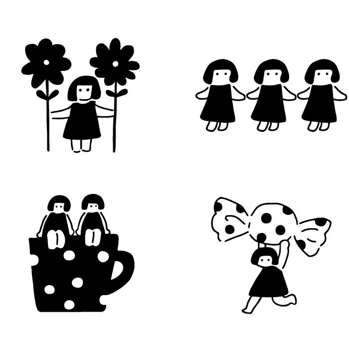 ｵﾝﾗｲﾝ限定 ﾌﾙｶﾜはんこ 4個ｾｯﾄ みまもりこびと