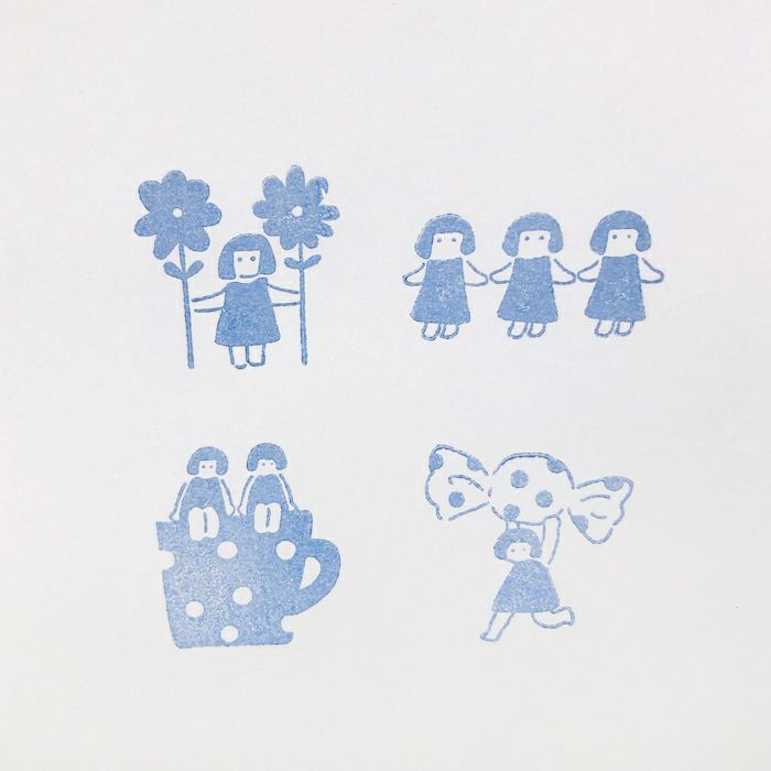 ｵﾝﾗｲﾝ限定 ﾌﾙｶﾜはんこ 4個ｾｯﾄ みまもりこびと