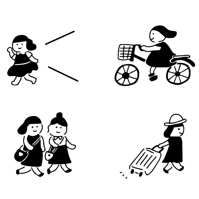 ｵﾝﾗｲﾝ限定 ﾌﾙｶﾜはんこ 4個ｾｯﾄ 私のおでかけ