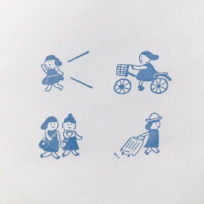 ｵﾝﾗｲﾝ限定 ﾌﾙｶﾜはんこ 4個ｾｯﾄ 私のおでかけ