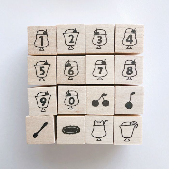 ｵﾝﾗｲﾝ限定 ﾌﾙｶﾜはんこ 16個ｾｯﾄ ｸﾘｰﾑｿｰﾀﾞ数字