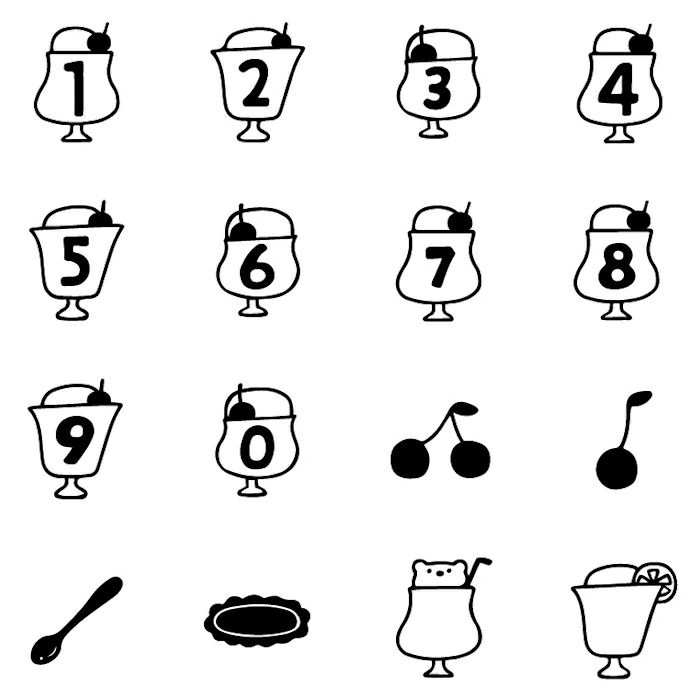 ｵﾝﾗｲﾝ限定 ﾌﾙｶﾜはんこ 16個ｾｯﾄ ｸﾘｰﾑｿｰﾀﾞ数字