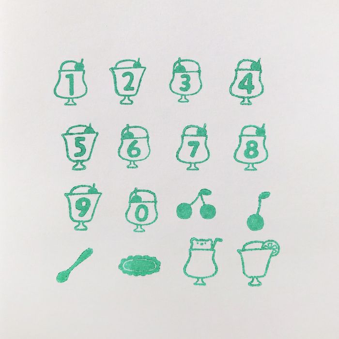 ｵﾝﾗｲﾝ限定 ﾌﾙｶﾜはんこ 16個ｾｯﾄ ｸﾘｰﾑｿｰﾀﾞ数字