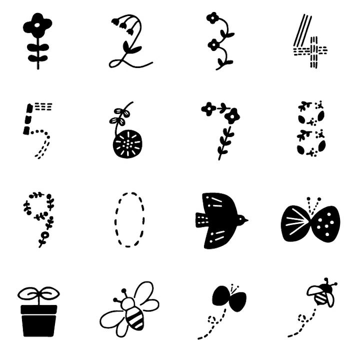 ｵﾝﾗｲﾝ限定 ﾌﾙｶﾜはんこ 16個ｾｯﾄ おはな 数字