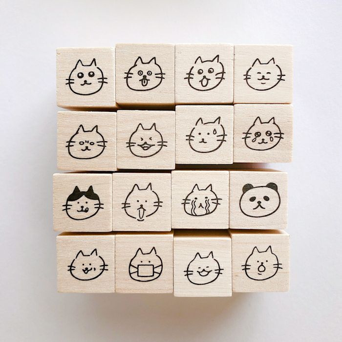 ｵﾝﾗｲﾝ限定 ﾌﾙｶﾜはんこ 16個ｾｯﾄ ﾘｱｸｼｮﾝにゃんこ