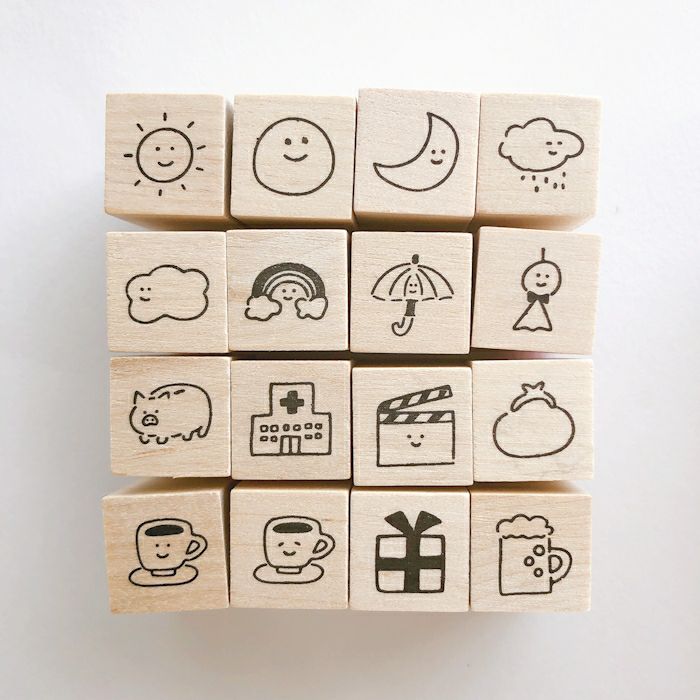 ｵﾝﾗｲﾝ限定 ﾌﾙｶﾜはんこ 16個ｾｯﾄ 天気と予定