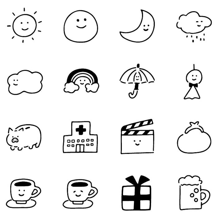 ｵﾝﾗｲﾝ限定 ﾌﾙｶﾜはんこ 16個ｾｯﾄ 天気と予定