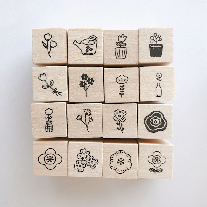 ｵﾝﾗｲﾝ限定 ﾌﾙｶﾜはんこ 16個ｾｯﾄ いろいろお花