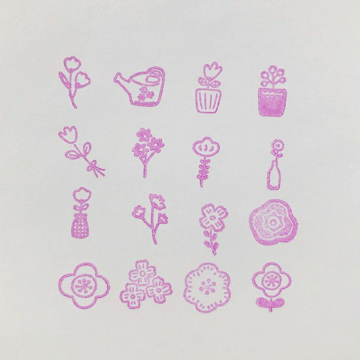 ｵﾝﾗｲﾝ限定 ﾌﾙｶﾜはんこ 16個ｾｯﾄ いろいろお花