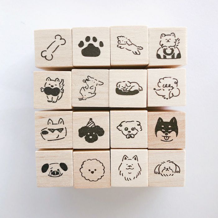 ｵﾝﾗｲﾝ限定 ﾌﾙｶﾜはんこ 16個ｾｯﾄ ぽちっとわんこ