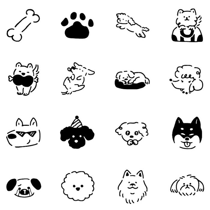 ｵﾝﾗｲﾝ限定 ﾌﾙｶﾜはんこ 16個ｾｯﾄ ぽちっとわんこ