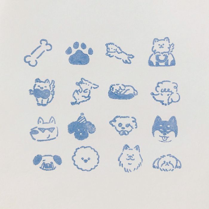 ｵﾝﾗｲﾝ限定 ﾌﾙｶﾜはんこ 16個ｾｯﾄ ぽちっとわんこ