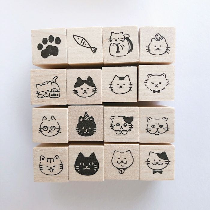 ｵﾝﾗｲﾝ限定 ﾌﾙｶﾜはんこ 16個ｾｯﾄ ぽちっとにゃんこ