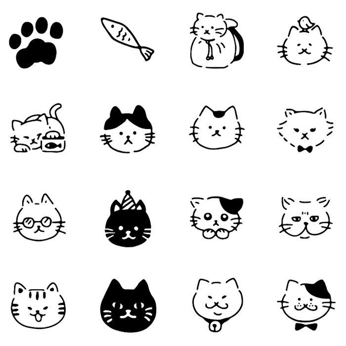 ｵﾝﾗｲﾝ限定 ﾌﾙｶﾜはんこ 16個ｾｯﾄ ぽちっとにゃんこ