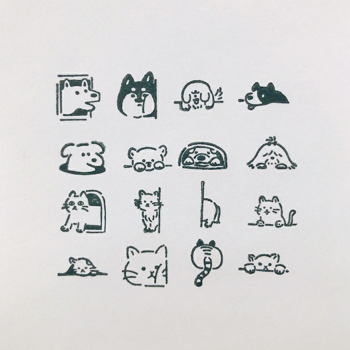 ｵﾝﾗｲﾝ限定 ﾌﾙｶﾜはんこ 16個ｾｯﾄ ひょっこりわんにゃん