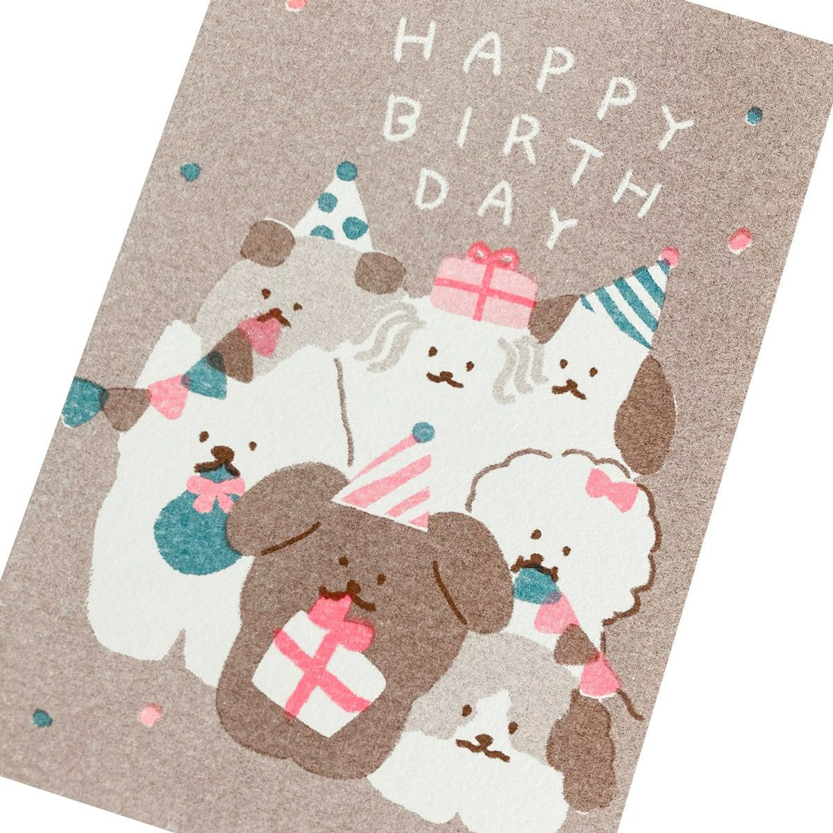 わんわんおめでとう ﾚﾄﾛ印刷ﾎﾟｽﾄｶｰﾄﾞ