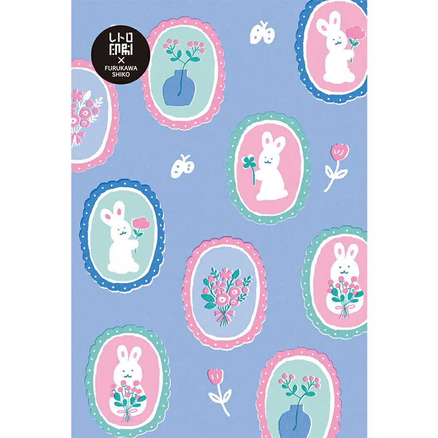 うさぎﾌﾞﾛｰﾁ ﾚﾄﾛ印刷ﾎﾟｽﾄｶｰﾄﾞ