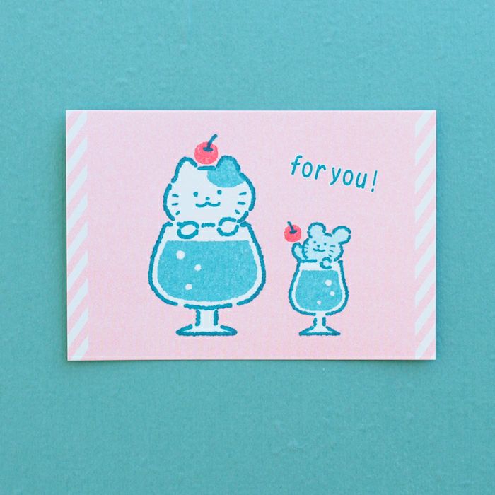 ｵﾝﾗｲﾝ限定 ﾚﾄﾛ印刷ﾎﾟｽﾄｶｰﾄﾞ ぷくぷくﾆｬﾝﾆｬﾝ