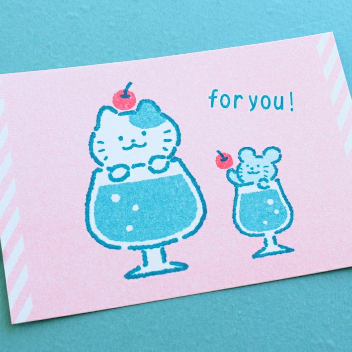 ｵﾝﾗｲﾝ限定 ﾚﾄﾛ印刷ﾎﾟｽﾄｶｰﾄﾞ ぷくぷくﾆｬﾝﾆｬﾝ