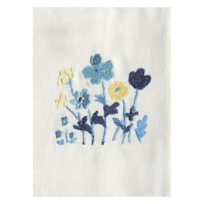 刺繍ﾌﾞｯｸｶﾊﾞｰ 青い花 HONTOWATASHI