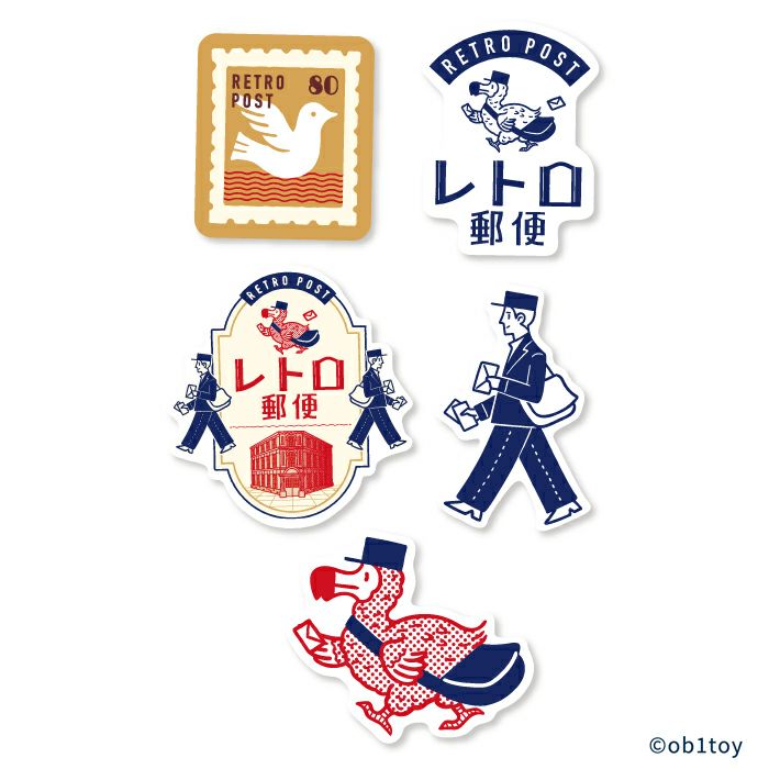 和紙ﾌﾚｰｸｼｰﾙ ﾚﾄﾛ郵便 ｵﾋﾞﾜﾝ