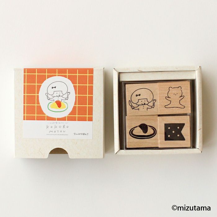 ﾌﾙｶﾜはんこ ｽｸｴｱ4個ｾｯﾄ kokoromoyou わいわい2