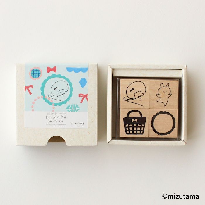 ﾌﾙｶﾜはんこ ｽｸｴｱ4個ｾｯﾄ kokoromoyou るんるん1