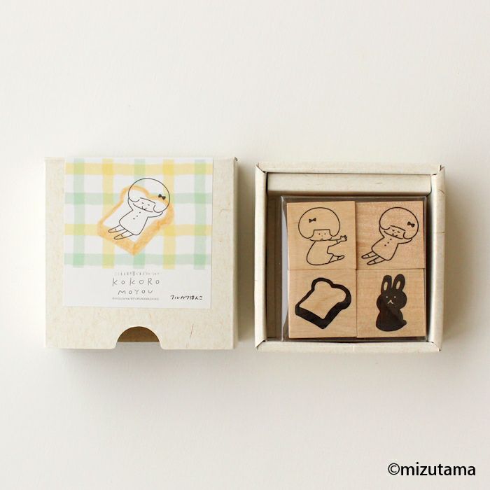 ﾌﾙｶﾜはんこ ｽｸｴｱ4個ｾｯﾄ kokoromoyou ふわふわ2